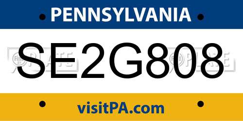SE2G808 Pennsylvania License Plate