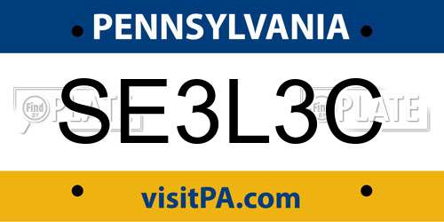 SE3L3C Pennsylvania License Plate