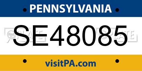 SE48085 Pennsylvania License Plate