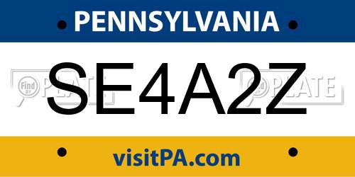 SE4A2Z Pennsylvania License Plate