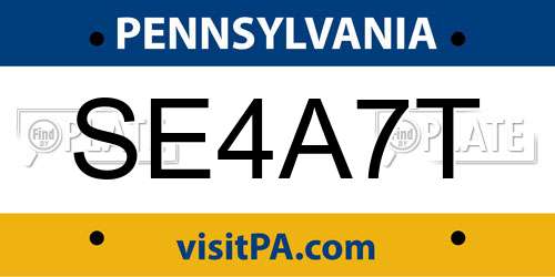 SE4A7T Pennsylvania License Plate