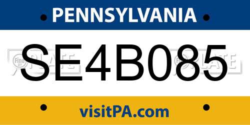 SE4B085 Pennsylvania License Plate