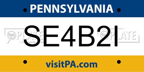 SE4B2I Pennsylvania License Plate
