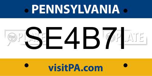SE4B7I Pennsylvania License Plate
