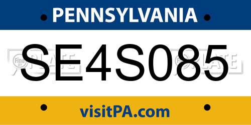 SE4S085 Pennsylvania License Plate