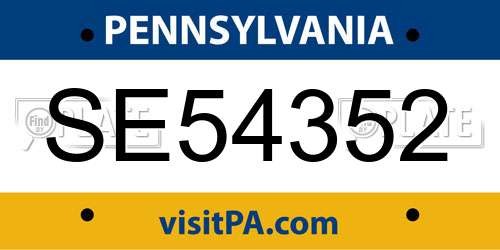 SE54352 Pennsylvania License Plate