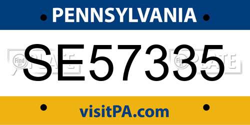 SE57335 Pennsylvania License Plate