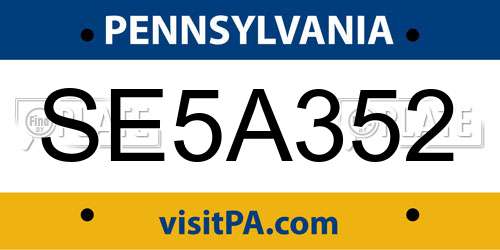 SE5A352 Pennsylvania License Plate