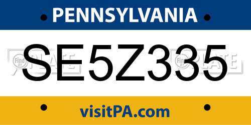 SE5Z335 Pennsylvania License Plate