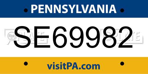 SE69982 Pennsylvania License Plate