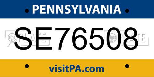 SE76508 Pennsylvania License Plate