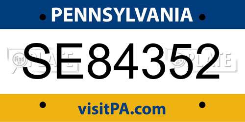 SE84352 Pennsylvania License Plate