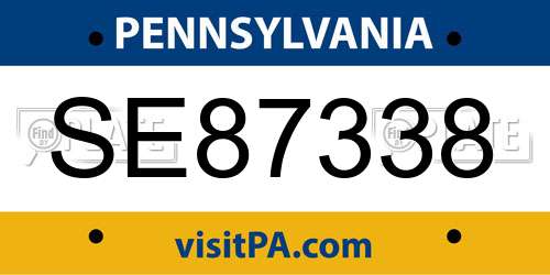SE87338 Pennsylvania License Plate