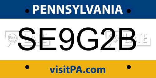 SE9G2B Pennsylvania License Plate