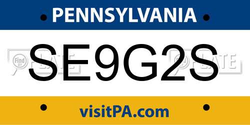 SE9G2S Pennsylvania License Plate