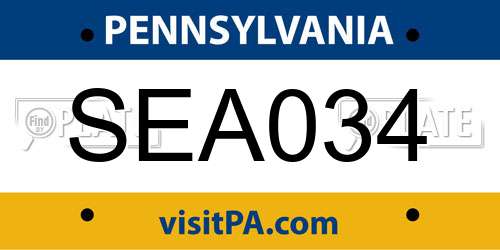SEA034 Pennsylvania License Plate