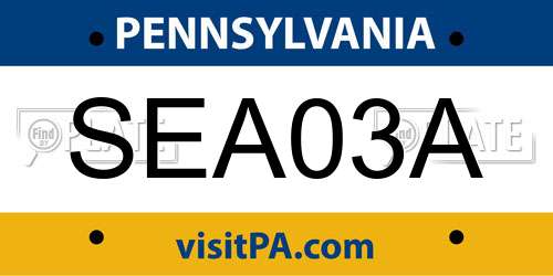 SEA03A Pennsylvania License Plate