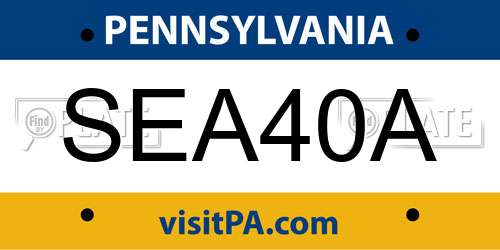 SEA40A Pennsylvania License Plate