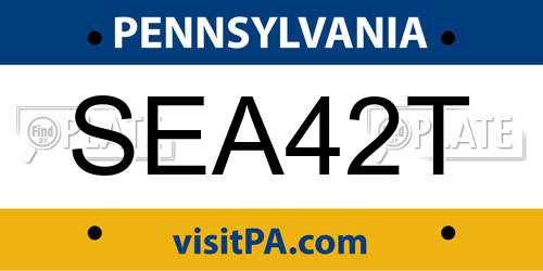 SEA42T Pennsylvania License Plate