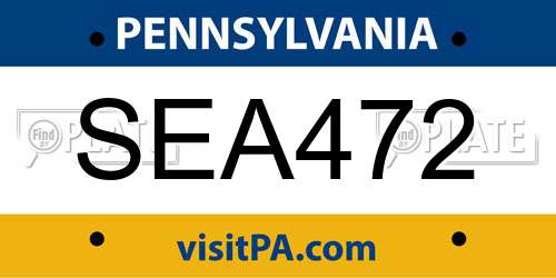 SEA472 Pennsylvania License Plate