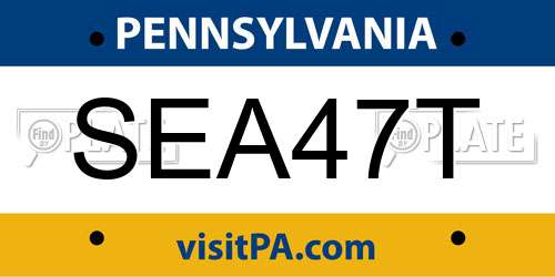 SEA47T Pennsylvania License Plate