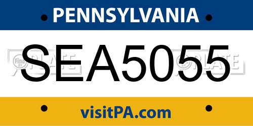 SEA5055 Pennsylvania License Plate