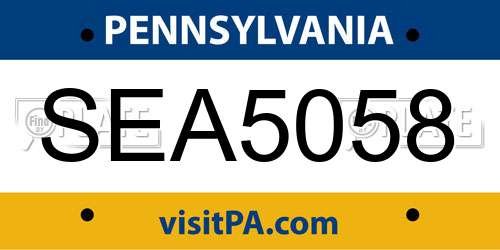SEA5058 Pennsylvania License Plate