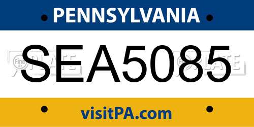 SEA5085 Pennsylvania License Plate