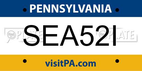 SEA52I Pennsylvania License Plate