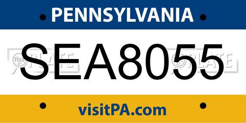 SEA8055 Pennsylvania License Plate