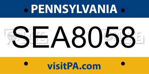 SEA8058 Pennsylvania License Plate
