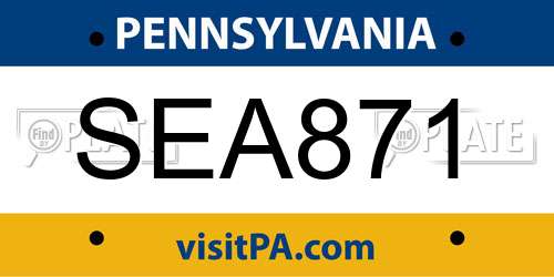 SEA871 Pennsylvania License Plate
