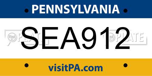 SEA912 Pennsylvania License Plate
