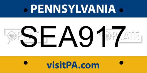SEA917 Pennsylvania License Plate