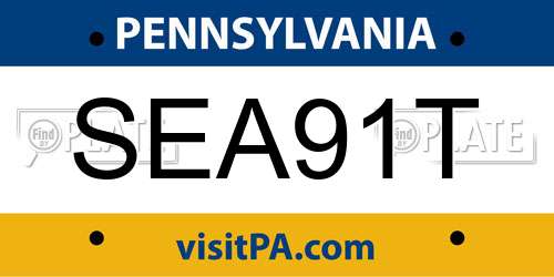 SEA91T Pennsylvania License Plate