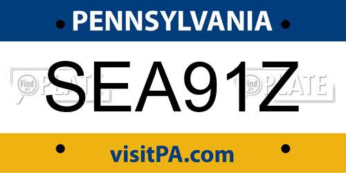 SEA91Z Pennsylvania License Plate