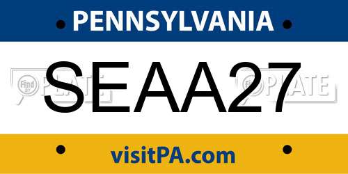 SEAA27 Pennsylvania License Plate