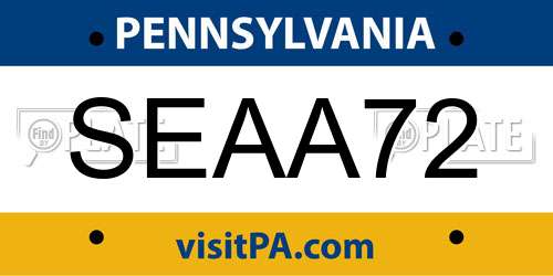 SEAA72 Pennsylvania License Plate