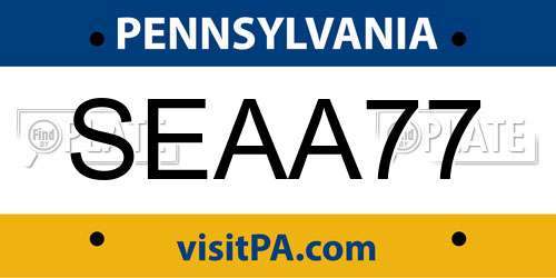 SEAA77 Pennsylvania License Plate