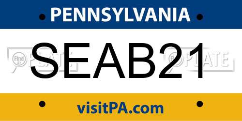 SEAB21 Pennsylvania License Plate