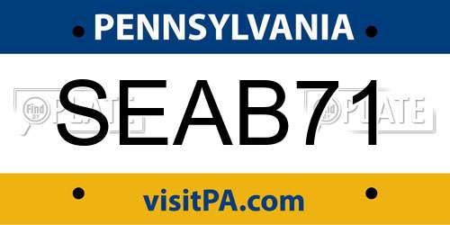 SEAB71 Pennsylvania License Plate