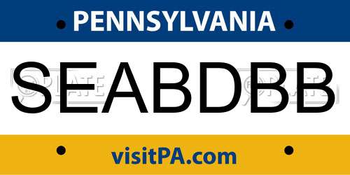SEABDBB Pennsylvania License Plate