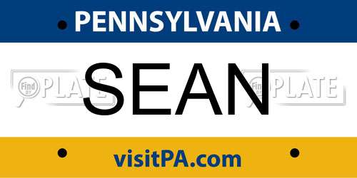 SEAN Pennsylvania License Plate