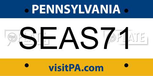 SEAS71 Pennsylvania License Plate