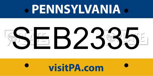 SEB2335 Pennsylvania License Plate