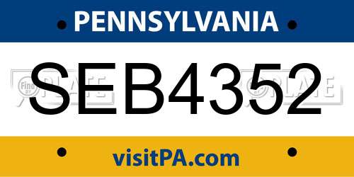 SEB4352 Pennsylvania License Plate