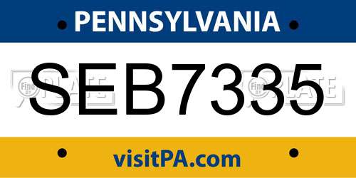 SEB7335 Pennsylvania License Plate