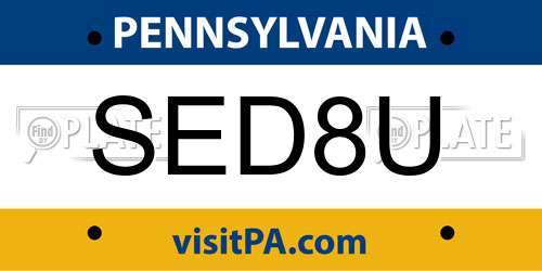 SED8U Pennsylvania License Plate