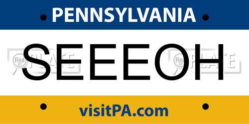 SEEEOH Pennsylvania License Plate