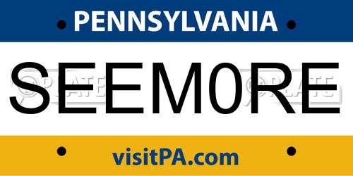 SEEM0RE Pennsylvania License Plate